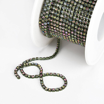 Стразового ланцюг SS6 - 2,0 мм, Ірис зелена, Стрази скляні ірис (ZEP-043005)