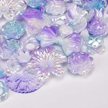 Бусины пластиковые,  Микс сиренево-голубой (BUS-062003)