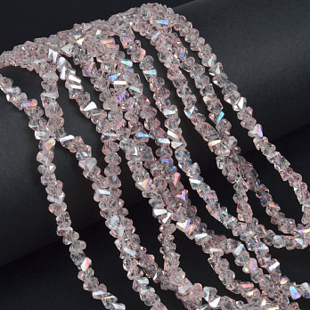 Намистини скляні скол (крихта), 4 мм, Рожеві (BUS-060940)