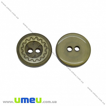 Гудзик пластиковий Круглий, 13 мм, Оливковий (PUG-016518)