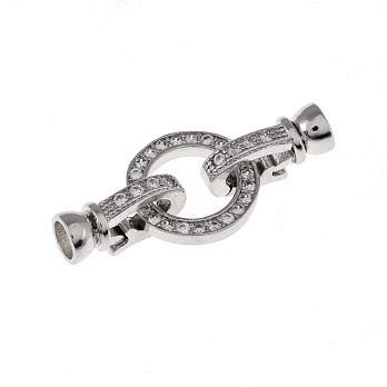 Застібка, 30х13 мм, Латунь із покриттям Родій, Куб. цирконій (ZAM-055451)