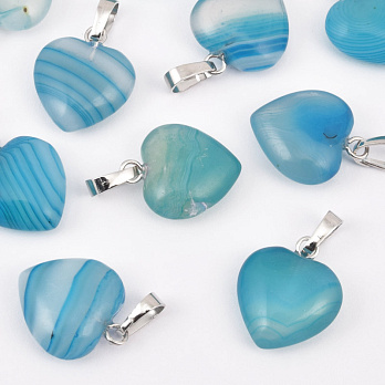 Підвіска Серце, Натур. камінь Агат синій, 18х15х10 мм (POD-057907)