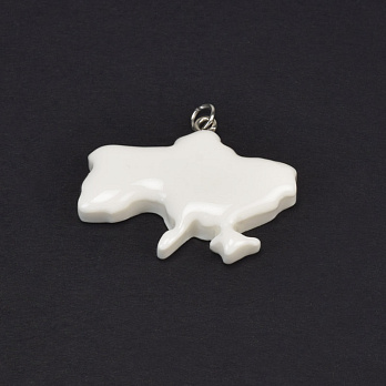 Підвіска Карта України з полімерної глини, 32х26 мм, Біла (POD-059388)