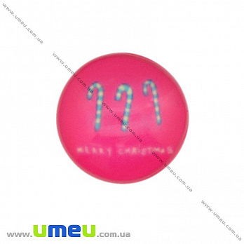 Кабошон скляний з принтом Новорічний, 14 мм, Круглий (KAB-017686)