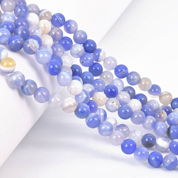Бусины Агат голубой, Натур. камень, 6 мм, Круглые, 38 см (BUS-060599)