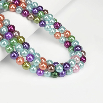 Бусины стеклянные Жемчуг, 10 мм, Микс, Круглые (BUS-056715)