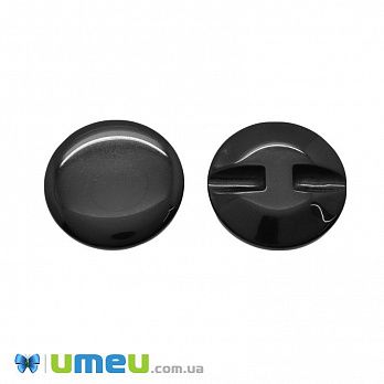 Гудзик пластиковий на півніжці Круглий, 28 мм, Чорний (PUG-046421)