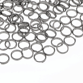 Колечка подвійні з нерж. сталі, 7 мм, 0,7 мм, Темне срібло (STL-060423)