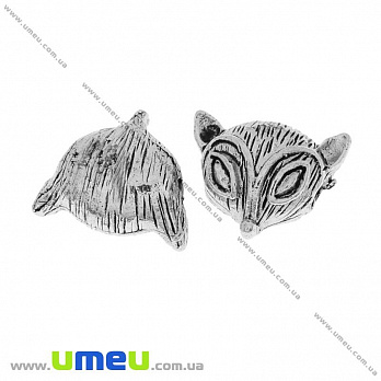 Намистина мет. Лисичка, 13х11 мм, Античне срібло (BUS-032679)