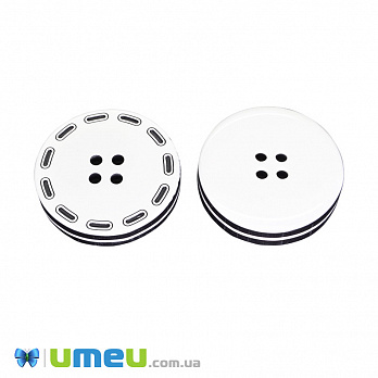 Гудзик пластиковий Круглий, 28 мм, Білий (PUG-046515)