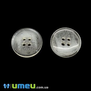 Гудзик пластиковий Круглий, 21 мм, Прозорий (PUG-046375)