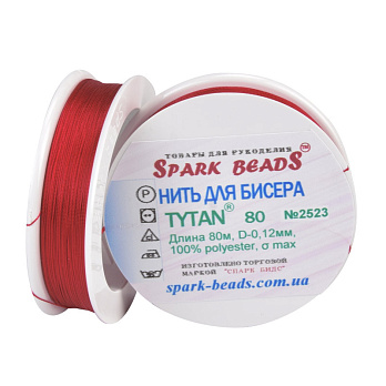 Нитка для бісеру Титан 80, Червона №2523, 80 м (MUL-061370)