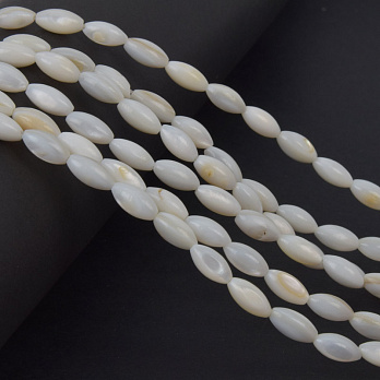 Намистини Перламутр кремовий, Натур. камінь, 10х5 мм, Рис (BUS-058128)