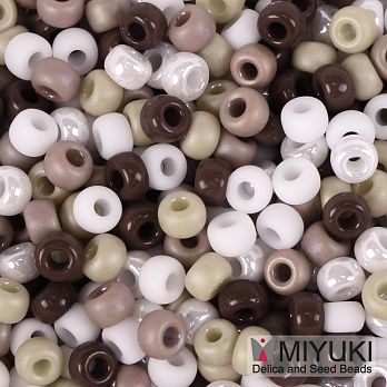 Бисер японский Miyuki круглый RR 6/0 №mix95, Бежево-белый (BIS-055969)