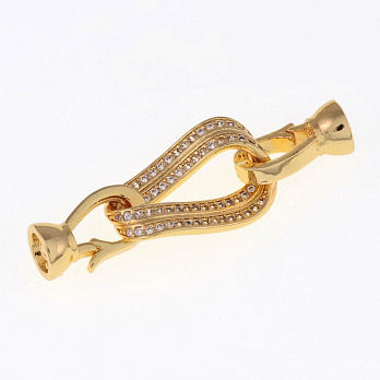Застёжка, 38х12 мм, Латунь с покрытием 18 kt, Куб. цирконий (ZAM-055439)
