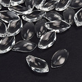Бусины стеклянные, Листик, 20х11 мм, Прозрачные (BUS-059858)