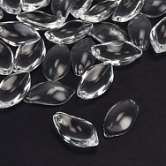 Бусины стеклянные, Листик, 20х11 мм, Прозрачные (BUS-059858)