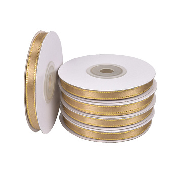 Атласная лента с люрексом, 6 мм, Коричневая с золотом (LEN-061070)