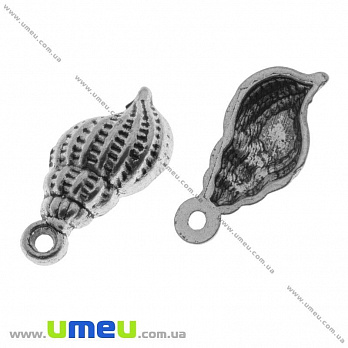 Підвіска метал. Мушля, 20х8 мм, Античне срібло (POD-001194)