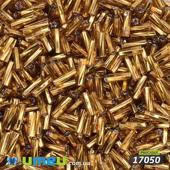 Бісер чеський Стеклярус 3, №17050, Золотистий блискучий скручений, 7 мм (BIS-050522)