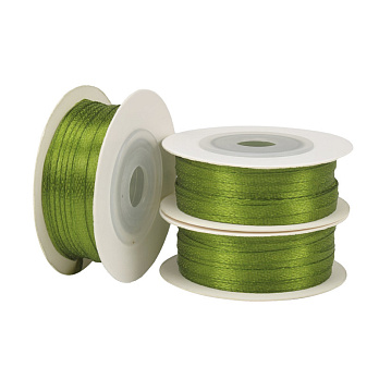 Атласна стрічка двостороння, 3 мм, Оливкова (LEN-061042)