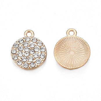 Подвеска метал. Круглая со стразами, 17х14 мм, Светлое золото (POD-053895)