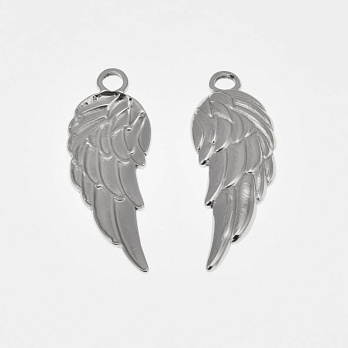 Подвеска из нерж. стали Крыло, 30х11 мм, Темное серебро (STL-059177)