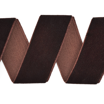 Стрічка оксамитова, 25 мм, Коричнева (LEN-060299)
