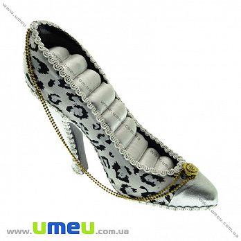 Підставка керамічна для кілець Туфелька, 14х5х11 см, Сіра (UPK-017845)