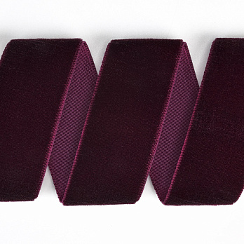 Стрічка оксамитова, 25 мм, Вишнева (LEN-061427)