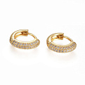 Серьги-кольца Huggie, Латунь с покрытием 18 kt, Стразы куб. цирконий, 13х3,5 мм (OSN-053109)