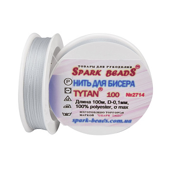 Нитка для бісеру Титан 100, Сіра оч. св. №2714, 100 м (MUL-010606)