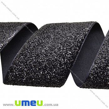 Лента бархатная с люрексом, 48 мм, Серая темная (LEN-035834)