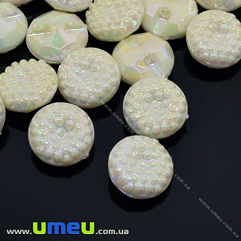 Гудзик пластиковий на полуніжці Круглий, 12,5 мм, Білий АВ (PUG-012925)