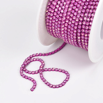 Стразовий ланцюг SS6 - 2,0 мм, Малиновий, Стрази скляні рожеві хамелеон (ZEP-061024)
