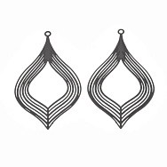 Підвіска з нерж. сталі Листик, 39х22 мм, Сіра (STL-059163)