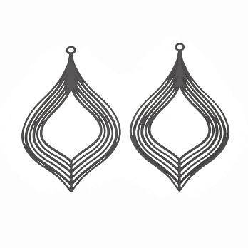 Підвіска з нерж. сталі Листик, 39х22 мм, Сіра (STL-059163)