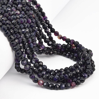Намистини Агат фіолетовий, Натур. камінь, 4 мм, Круглі грановані (BUS-058190)