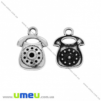 Підвіска метал. Телефон, 17х12 мм, Античне срібло (POD-028322)