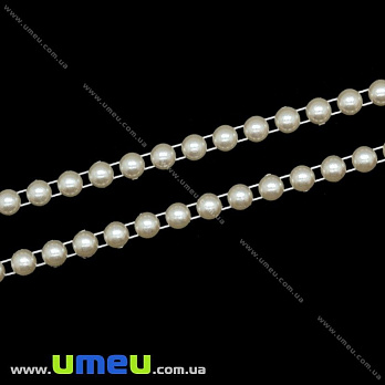 Полубусіни на ниті, Перли, 6 мм, Кремові (KAB-019738)