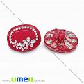 Пуговица пластиковая на полуножке Овальная, 14х11 мм, Красная (PUG-012982)