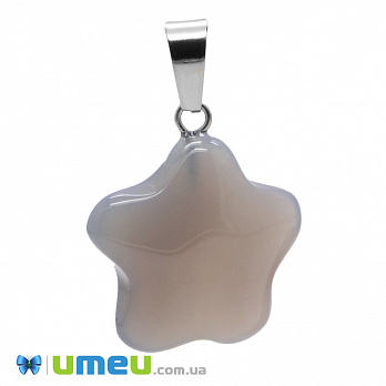 Подвеска из натурального камня Звезда, Агат серый, 24х22 мм (POD-037488)