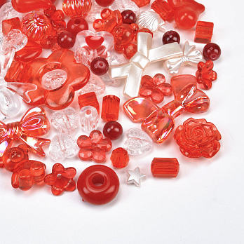 Намистини пластикові, Мікс червоний (BUS-059571)