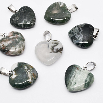 Подвеска Сердце, Натур. камень Агат индийский, 20х20 мм (POD-054340)