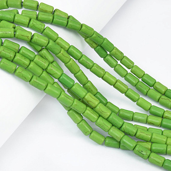 Намистини Бірюза пофарбована, Синт. камінь, 9х5 мм, Циліндр (BUS-057552)