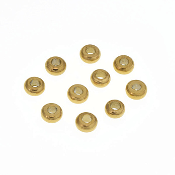 Намистини з нерж. сталі Круглі плоскі, 3х1,5 мм, Покриття 18 kt (STL-062535)