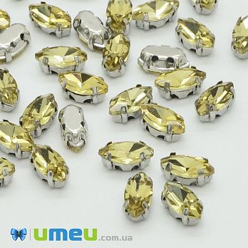 Шатон лодочка 8х4 мм, Темное серебро, Желтый (KAB-037917)