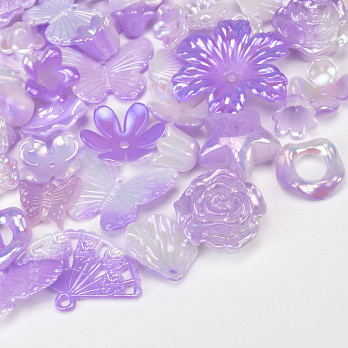 Намистини пластикові, Мікс бузково-білий (BUS-062006)