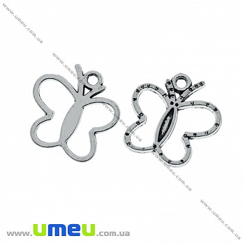 Підвіска метал. Метелик, 19х19 мм, Античне срібло (POD-021088)