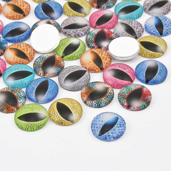 Кабошони скляні з принтом Око, 16 мм, Круглі, Мікс (KAB-057887)